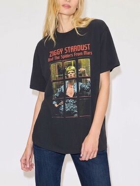 VINTAGE Ziggy Stardust and The Spiders from Mar Black Graphic T-Shirt Bowie
